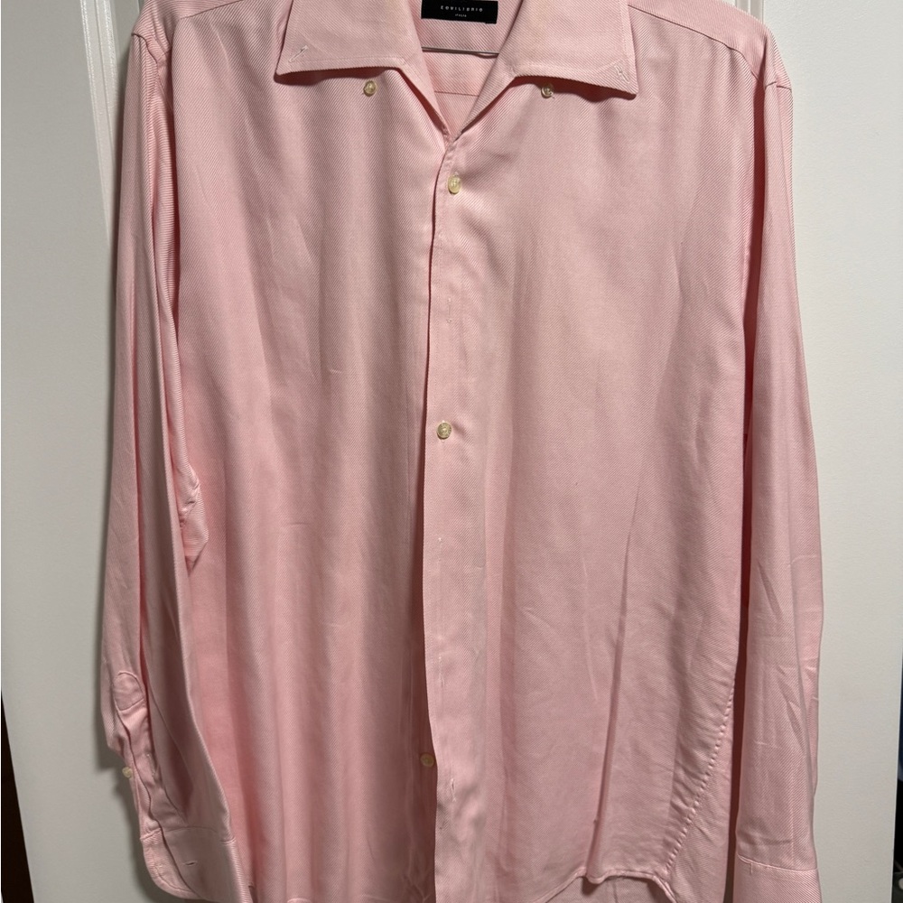 Equilibrio Italia Men’s Lightweight Pink Long-Sleeve Dress Shirt